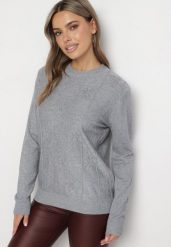 Jasnoszary Sweter z Bawełną Ozdobiony Cyrkoniami Irinaelle. Szare swetry Born2be, l, bez wzorów, z bawełny, bez ramiączek. Za 69.99 zł.