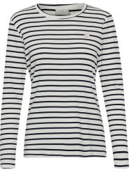 Kaffe Koszulka "Liddy" w kolorze granatowo-kremowym rozmiar: XL. Brązowe bluzki Kaffe, xl, bez wzorów, bez kołnierzyka, bez ramiączek. Za 88.23 zł.