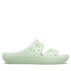 Klapki Crocs. Zielone klapki Crocs, bez wzorów, bez obcasa. Za 139.99 zł.