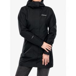 Parka przeciwdeszczowa damska Berghaus Omeara Long Shell Jacket. Czarne kurtki sportowe Berghaus, sportowe, bez kaptura. Za 703.99 zł.