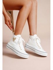 Foreverfolie Sneakersy w kolorze białym rozmiar: 39. Białe trampki Foreverfolie, z aplikacjami, za kostkę, bez zapięcia. Za 175.67 zł.