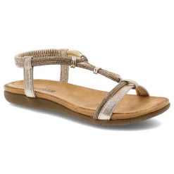 Złote Sandały Artiker Eleganckie Obuwie Damskie. Żółte sandały Artiker, bez wzorów, eleganckie, bez obcasa, bez zapięcia. Za 139.00 zł.