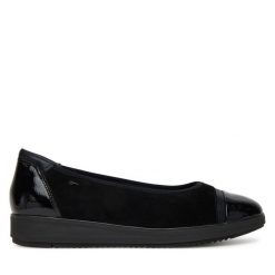 Baleriny Tamaris. Czarne baleriny Tamaris, bez wzorów, bez obcasa. Za 279.99 zł.