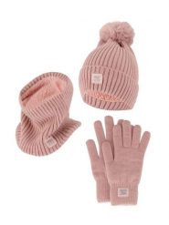 Damski Zimowy Zestaw Termiczny - Czapka + Rękawiczki + Komin - Różowy. Czerwone czapki HEAT KEEPER, bez wzorów, z dzianiny. Za 177.72 zł.
