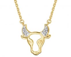 Naszyjnik z żółtego złota z diamentami - Byk - 0,01 ct - próba 375. Żółte naszyjniki Apart, z diamentem, złote. Za 1,429.00 zł.