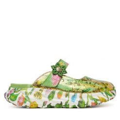 Klapki Laura Vita. Zielone klapki Laura Vita, bez wzorów, bez obcasa. Za 389.99 zł.