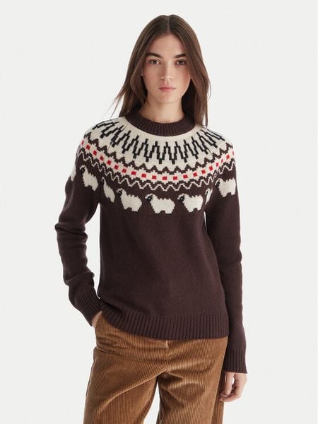 Hunter Sweter Ashie HARW0074251 Brązowy Regular Fit. Brązowe swetry Hunter, s, bez wzorów, z wełny, bez ramiączek. Za 529.99 zł.