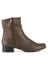 Rieker Botki 78656-90 Brązowy. Brązowe botki Rieker, bez wzorów, ze skóry, bez obcasa, na płaskiej podeszwie, bez zapięcia. Za 319.99 zł.