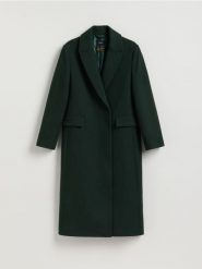 Płaszcz z wełną Bellandi - morski. Zielone płaszcze Reserved, l, bez wzorów, z tkaniny, bez kaptura. Za 599.99 zł.