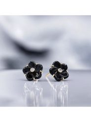 DIAMOND & CO Złote kolczyki-wkrętki "Fleur noir" z diamentami rozmiar: onesize. Czarne kolczyki Diamond & Co, z diamentem, ceramiczne. Za 1,100.99 zł.