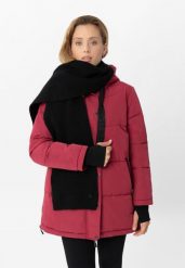 Długi szal z wełną H-VELVET. Czarne szaliki Volcano, na zimę, bez wzorów, z dzianiny, eleganckie. Za 89.99 zł.