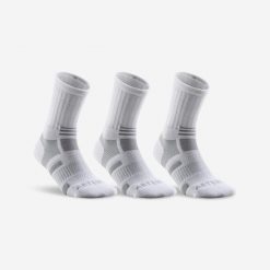Skarpety sportowe tenis RS560 High 3 pary. Białe skarpety ARTENGO, bez wzorów, z bawełny. Za 49.99 zł.