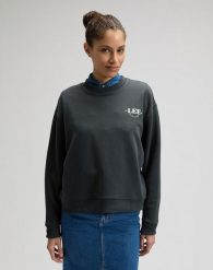 DAMSKA BLUZA LEE LOGO CREW SWS WASHED BLACK 112377768. Czarne bluzy Lee, s, bez wzorów, bez kaptura. Za 139.99 zł.