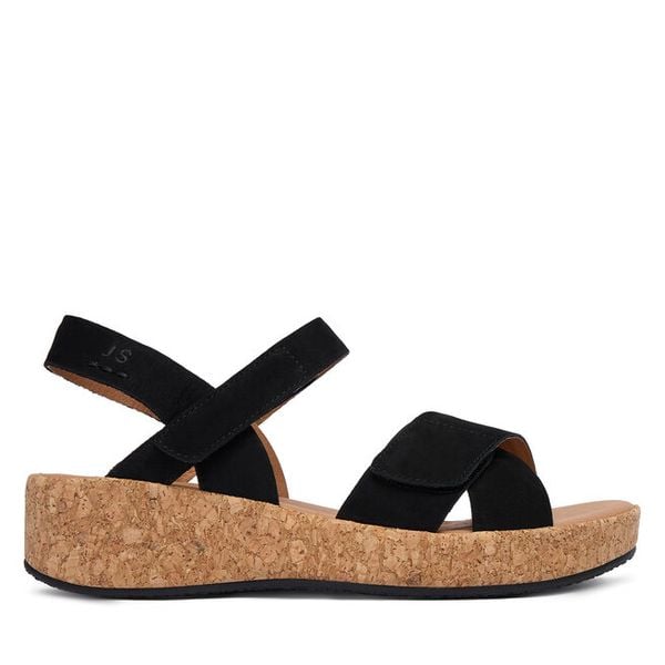 Sandały Josef Seibel. Czarne sandały Josef Seibel, bez wzorów, bez obcasa, na koturnie, bez zapięcia. Za 319.99 zł.