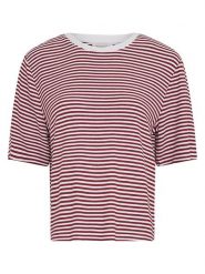 MOSS COPENHAGEN Koszulka w kolorze bordowo-białym rozmiar: M/L. Czerwone bluzki Moss Copenhagen, l, bez wzorów, bez kołnierzyka, bez ramiączek. Za 129.95 zł.
