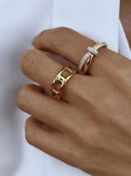 Les Favorites Pozłacany pierścionek z cyrkoniami rozmiar: 54. Żółte pierścionki Les Favorites, z cyrkonią, pozłacane. Za 221.67 zł.