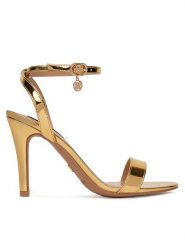 Nine West Sandały S2S15503 Złoty. Żółte sandały Nine West, bez wzorów, z materiału, bez obcasa, na szpilce, bez zapięcia. Za 229.99 zł.