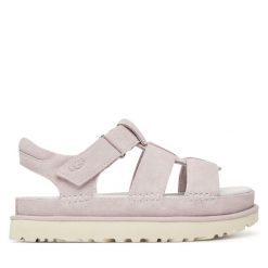 Sandały Ugg. Fioletowe sandały UGG, bez wzorów, bez obcasa, na płaskiej podeszwie, bez zapięcia. Za 559.99 zł.