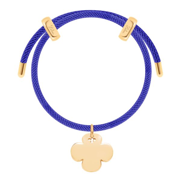 Bransoletka Liana, pozłacana w kolorze ciemnoniebieskim z okrągłą koniczyną. Niebieskie bransoletki Lilou, pozłacane. Za 288.00 zł.