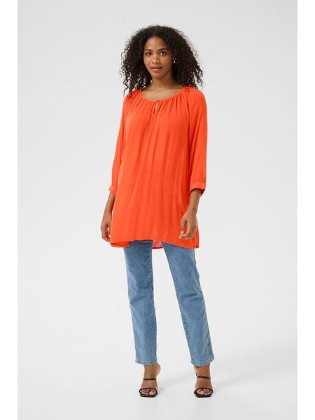 Kaffe Tunika w kolorze pomarańczowym rozmiar: 44. Pomarańczowe tuniki Kaffe, bez wzorów, z wiskozy, bez kołnierzyka, bez ramiączek. Za 56.66 zł.