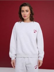 Bluza crewneck z haftem - Inny. Bluzy Sinsay, l, bez wzorów, bez kaptura. Za 39.99 zł.