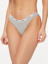 Calvin Klein Underwear Stringi 000QD5043E Szary. Szare stringi Calvin Klein Underwear, bez wzorów, z bawełny. Za 59.99 zł.