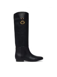 Guess Kozaki FLFANA ELE11 Czarny. Czarne kozaki Guess, ze skóry, bez obcasa, na płaskiej podeszwie, bez zapięcia. Za 764.99 zł.