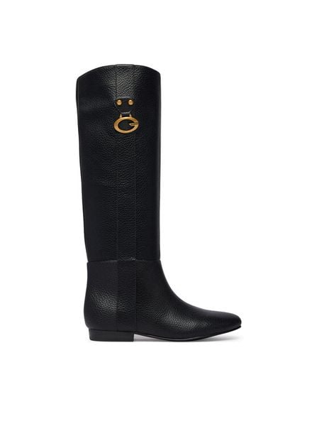 Guess Kozaki FLFANA ELE11 Czarny. Czarne kozaki Guess, ze skóry, bez obcasa, na płaskiej podeszwie, bez zapięcia. Za 764.99 zł.