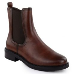 Botki damskie sztyblety brązowe Sergio Leone BT25112. Brązowe botki Sergio Leone, bez wzorów, ze skóry ekologicznej, bez obcasa, bez zapięcia. Za 169.99 zł.