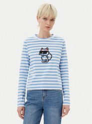 KARL LAGERFELD Bluzka A1W17137 Niebieski Regular Fit. Niebieskie bluzki KARL LAGERFELD, xl, bez wzorów, z bawełny, bez kołnierzyka, bez ramiączek. Za 379.99 zł.