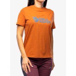 Koszulka bawełniana damska Fjallraven Logo Tee. Brązowe bluzki Fjällräven, s, bez wzorów, z bawełny, sportowe, bez kołnierzyka, bez ramiączek. Za 157.99 zł.