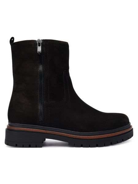 Caprice Botki 9-25401-45 Czarny. Czarne botki Caprice, bez wzorów, z nubiku, bez obcasa, na płaskiej podeszwie, bez zapięcia. Za 589.99 zł.