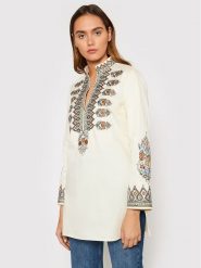 Tory Burch Tunika Embroidered 87518 Beżowy Relaxed Fit. Brązowe tuniki Tory Burch, xs, bez wzorów, z bawełny, bez kołnierzyka, bez ramiączek. Za 1,109.99 zł.