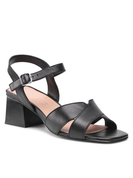 Lasocki Sandały U701 Czarny. Czarne sandały Lasocki, bez wzorów, ze skóry, bez obcasa, na słupku, bez zapięcia. Za 229.99 zł.