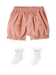 Vertbaudet 2-częściowy zestaw w kolorze różowo-białym rozmiar: 86. Białe szorty Vertbaudet, bez wzorów. Za 43.99 zł.