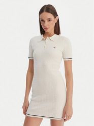 Calvin Klein Sukienka codzienna Microcable LV047F323G Beżowy Slim Fit. Brązowe sukienki Calvin Klein, na co dzień, xs, bez wzorów, z bawełny, bez kołnierzyka, bez ramiączek, proste. Za 529.99 zł.