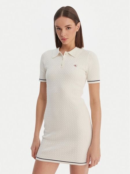 Calvin Klein Sukienka codzienna Microcable LV047F323G Beżowy Slim Fit. Brązowe sukienki Calvin Klein, na co dzień, s, bez wzorów, z bawełny, bez kołnierzyka, bez ramiączek, proste. Za 342.99 zł.