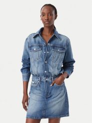 Calvin Klein Jeans Sukienka jeansowa LV047H779G Niebieski Regular Fit. Niebieskie sukienki Calvin Klein Jeans, bez wzorów, z bawełny, bez kołnierzyka, bez ramiączek, koszulowe. Za 489.99 zł.