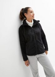 Bluza rozpinana z polaru. Czarne bluzy sportowe bonprix, bez wzorów, z polaru, bez kaptura. Za 109.99 zł.