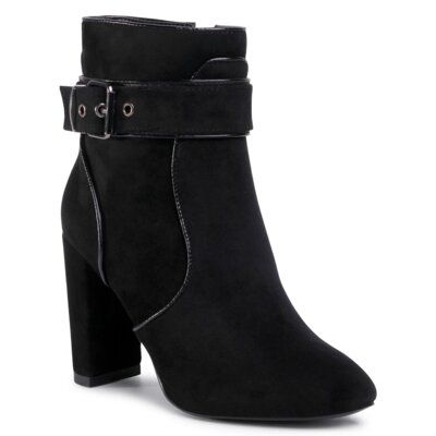 DeeZee WYL2296-1 Czarny. Czarne botki DeeZee, bez wzorów, z materiału, bez obcasa, bez zapięcia. Za 149.99 zł.