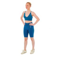 Damski zestaw sportowy Xtreme - krótkie legginsy + biustonosz sportowy-Niebieski. Niebieskie legginsy XTREME SOCKSWEAR, m, bez wzorów, krótkie. Za 172.99 zł.