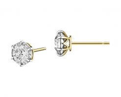 Kolczyki z żółtego i białego złota z brylantami - SI2/H - 1,00 ct - próba 585. Białe kolczyki Apart, z brylantem, złote. Za 34,990.00 zł.