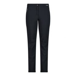 Damskie spodnie slim softshell CMP. Czarne spodnie narciarskie CMP, xs, bez wzorów, z materiału, trekkingowe. Za 341.15 zł.