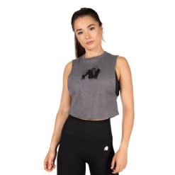 Top damski z opadającymi rękawami Gorilla Wear Addison. Szare topy GORILLA WEAR, bez wzorów, bez kołnierzyka, bez ramiączek. Za 152.00 zł.