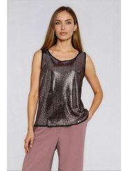 Nife Top w kolorze czarno-brązowym rozmiar: 38. Brązowe topy Nife, bez wzorów, bez kołnierzyka, bez ramiączek. Za 167.67 zł.