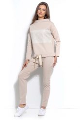 Beżowa Dresowe Spodnie z Prostymi Nogawkami. Brązowe spodnie dresowe SALE, m, bez wzorów, z bawełny. Za 171.90 zł.