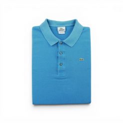 Second life - Polo damskie z krótkim rękawem - Stan bardzo dobry. Niebieskie koszulki polo Lacoste, l, bez wzorów, z materiału, bez kołnierzyka, bez ramiączek. Za 127.76 zł.