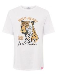 Zwillingsherz Koszulka "Wild Heart" w kolorze białym rozmiar: L. Białe bluzki Zwillingsherz, l, bez wzorów, bez kołnierzyka, bez ramiączek. Za 82.99 zł.