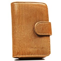 Brązowy portfel damski ze skóry ekologicznej z tłoczonym wzorem skóry krokodyla 4U Cavaldi A-030B-BL. Brązowe portfele 4U Cavaldi, bez wzorów, ze skóry ekologicznej. Za 29.99 zł.