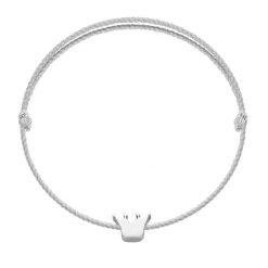Bransoletka ze srebrną koroną Etincelle na grubym srebrnym sznurku premium. Szare bransoletki Lilou, srebrne. Za 128.00 zł.